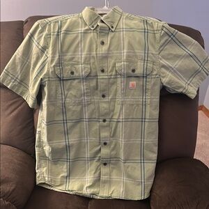 Carhartt Green Casual Button Down Shirt - loose fit size medium